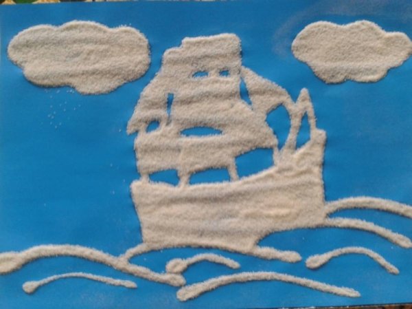 Рисования манкой(солью, сахаром, крупой),