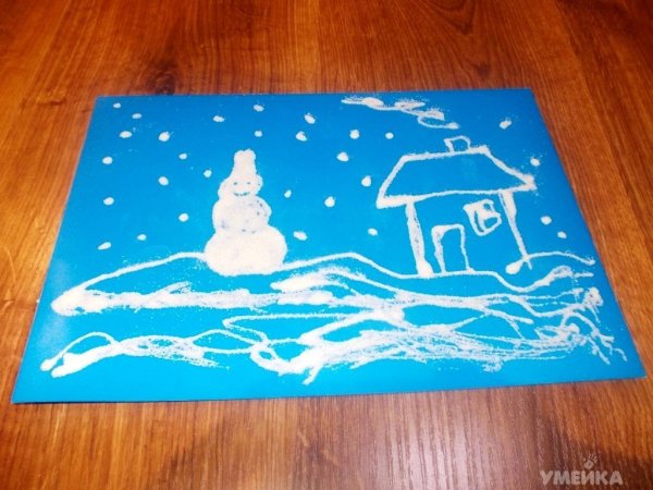 Рисование манкой в детском саду зима