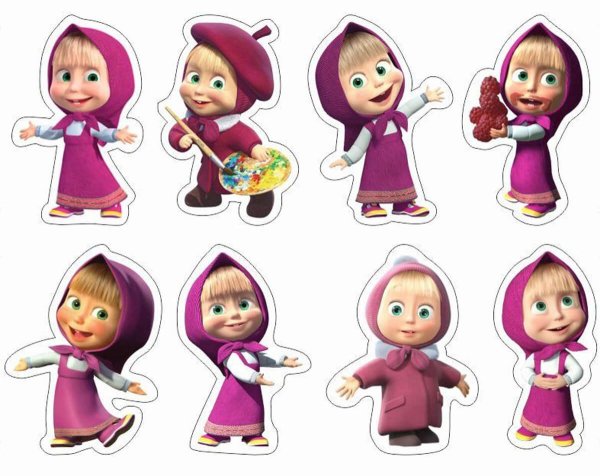 Маша и медведь для топперов на торт