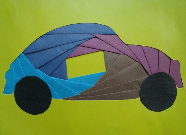 Машинка из цветной бумаги