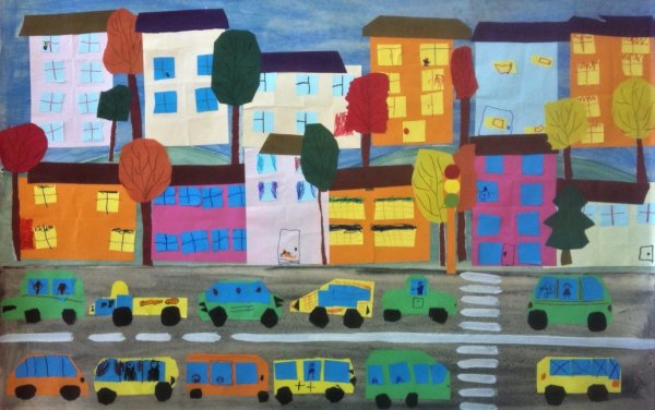 Аппликация на тему город