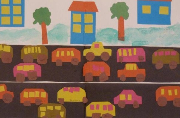 Аппликация на тему город