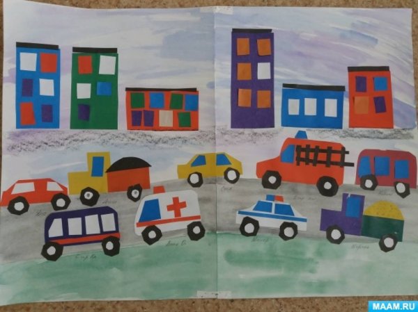 Аппликация машина старшая группа