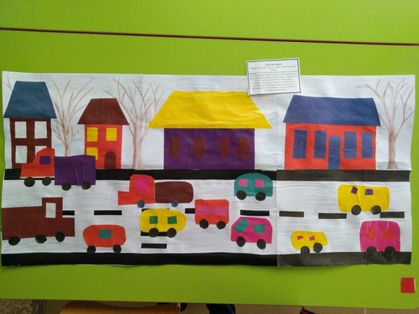 Аппликация машины едут по улице