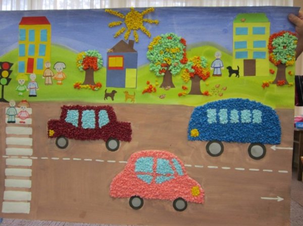 Коллективная аппликация по ПДД старшая группа