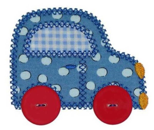 Аппликация из ткани машинка