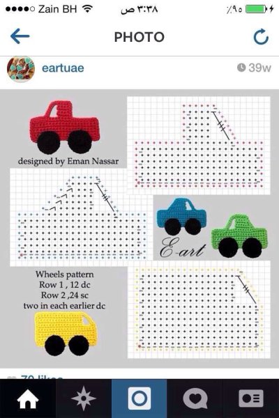 Аппликация машинка крючком