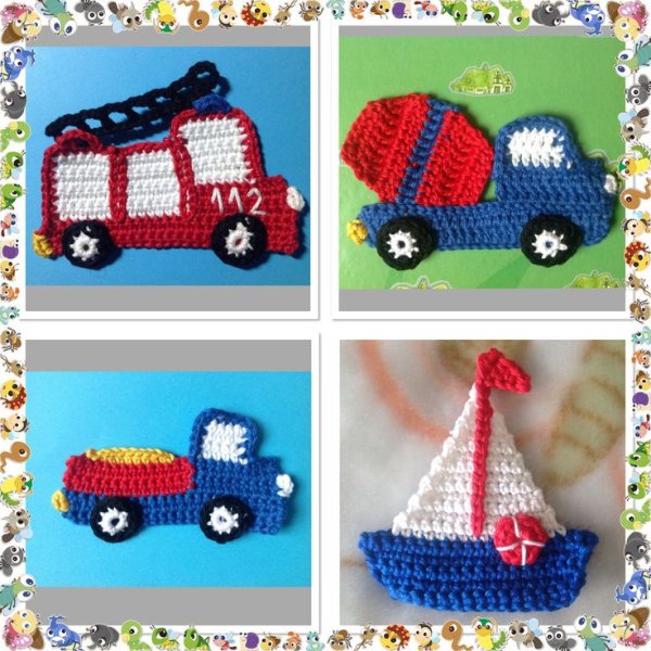 Вязание крючком машина аппликация