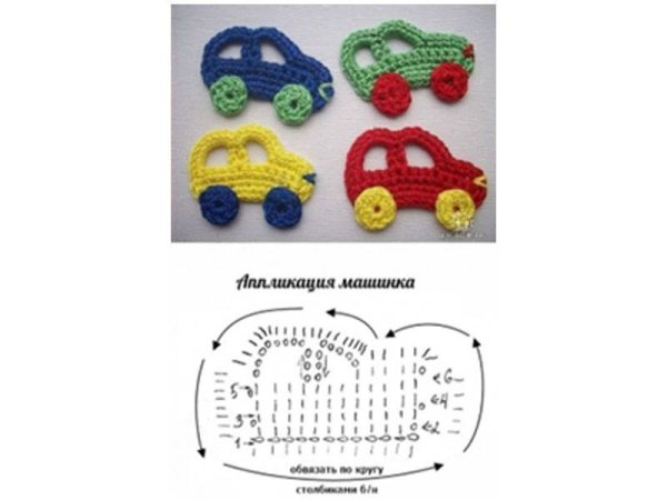 Вязаная аппликация машинка