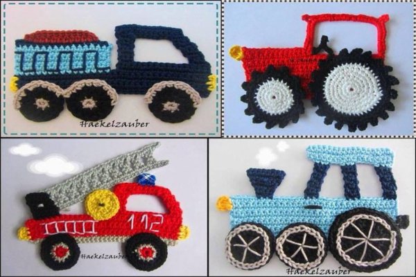 Аппликация машинка крючком