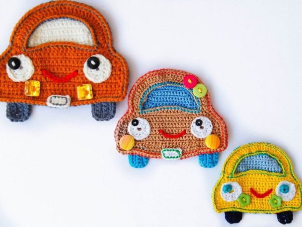 Аппликация машинка крючком