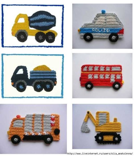 Аппликация машинка крючком
