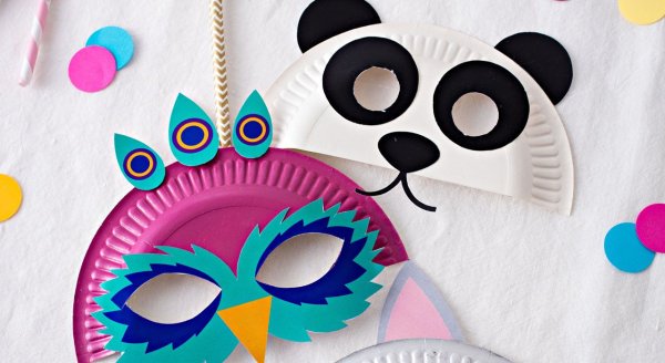 Маски из картонных тарелок