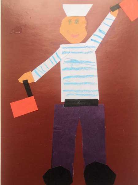 Аппликация матрос с сигнальными флажками