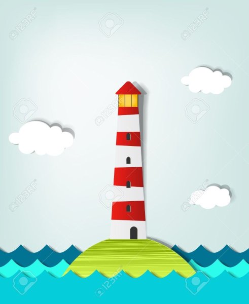 Маяк аппликация из цветной бумаги