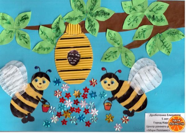 Пчелка аппликация для детей