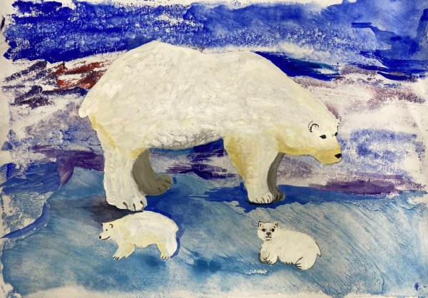 Аппликация в старшей группе белый медведь на льдине