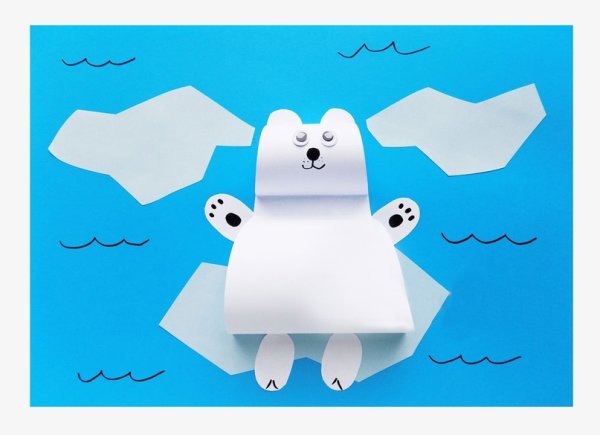 Объёмная аппликация «белый мишка»