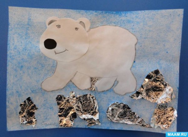 Аппликация на тему белый медведь в средней