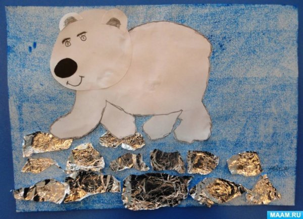 Белый медведь аппликация в детском саду
