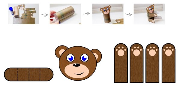 Медведь из втулки от туалетной бумаги