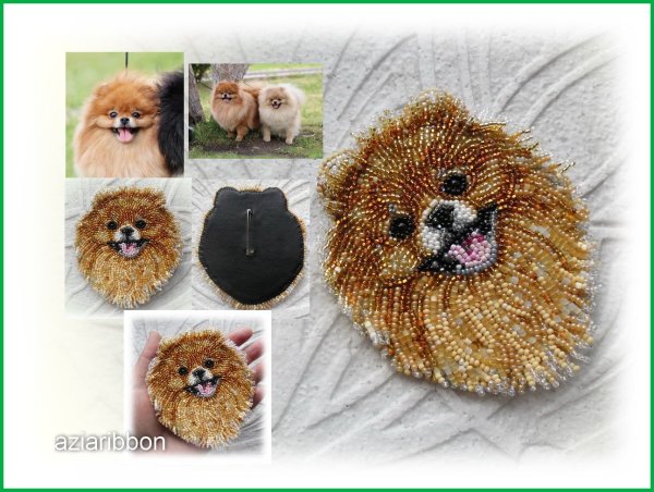 Брошь шпиц бисер