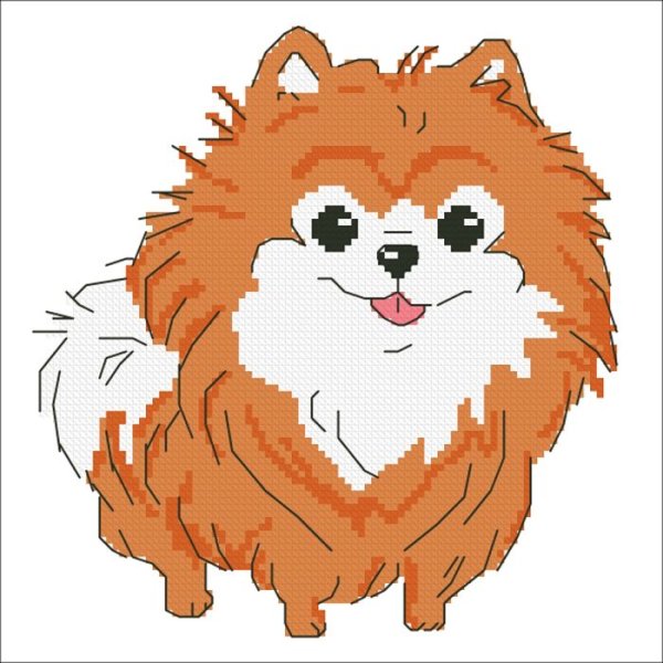 Вышивка крестом померанский шпиц