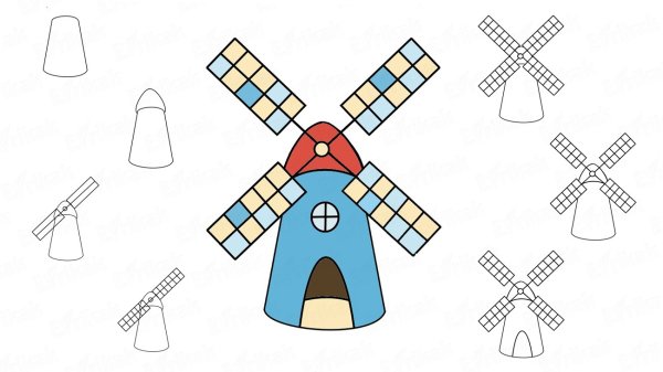 Рисование мельница в старшей группе