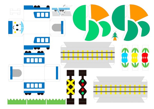 Поезд вырезать и склеить