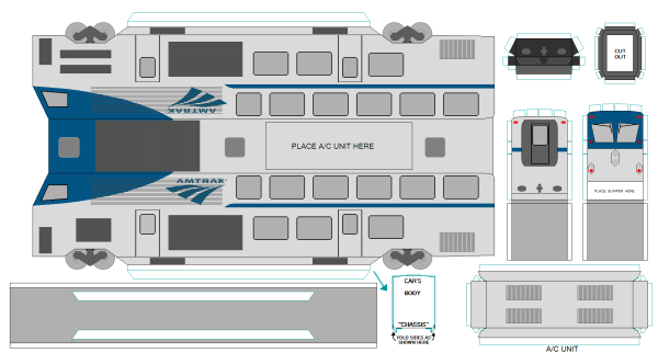 Развертка пассажирский вагон РЖД