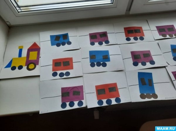 Аппликация поезд старшая группа коллективная