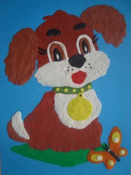 Аппликация из пластилина на картоне