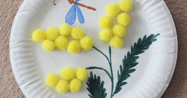 Аппликация Мимоза из салфеток