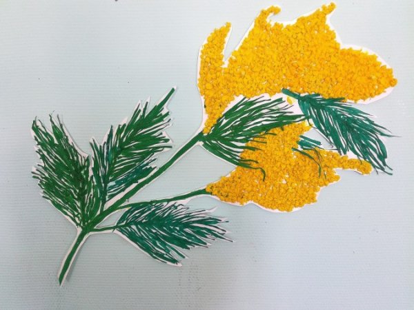 Аппликация веточка мимозы