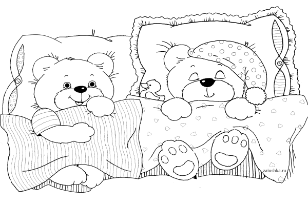 Мишка спит раскраска