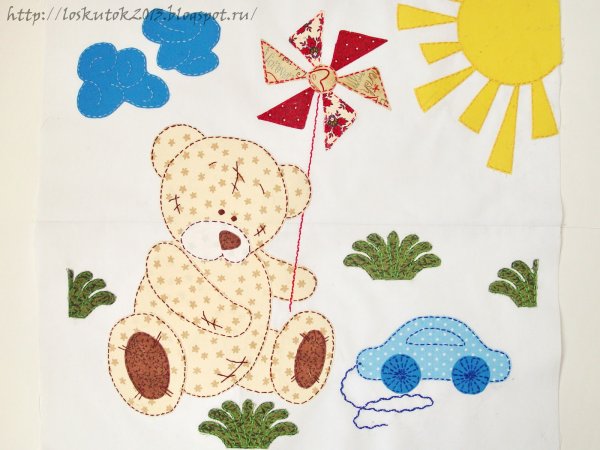 Аппликация из ткани медведь