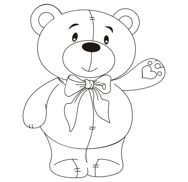 Медвежонок с бантом раскраска