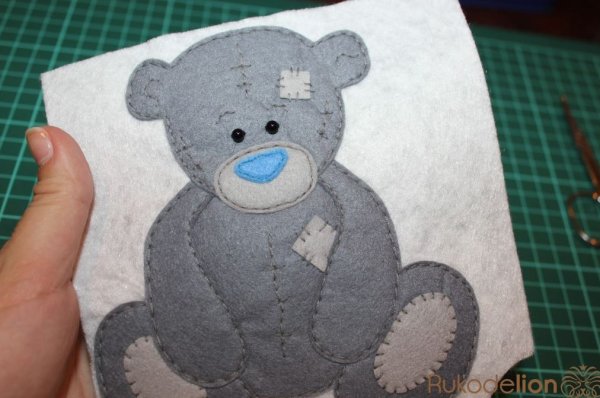 Аппликация из ткани Медвежонок