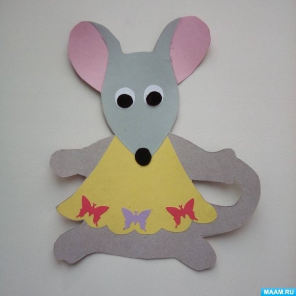 Аппликация мышь из бумаги