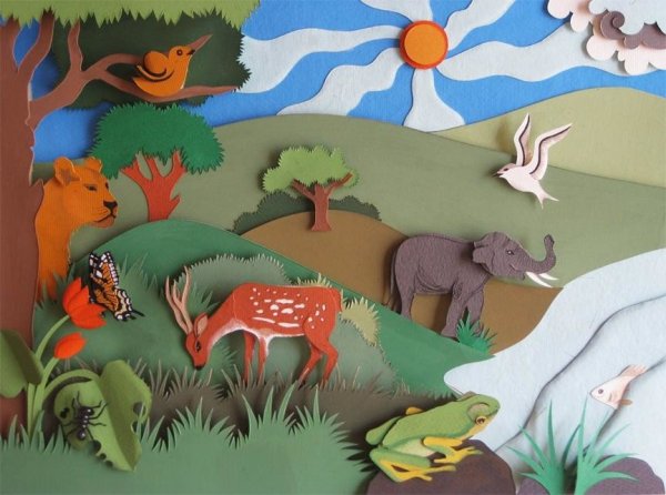 Многослойная аппликация из бумаги