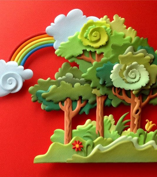 Многослойная аппликация из бумаги