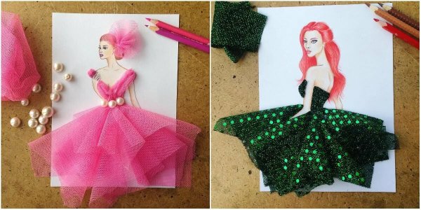 Аппликация девушка в платье