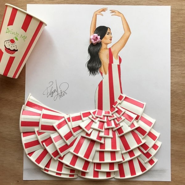 Объемные платья на бумаге