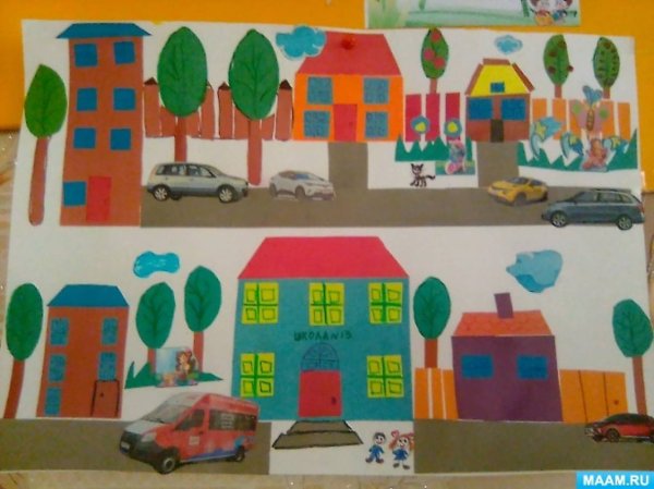 Аппликация на тему город