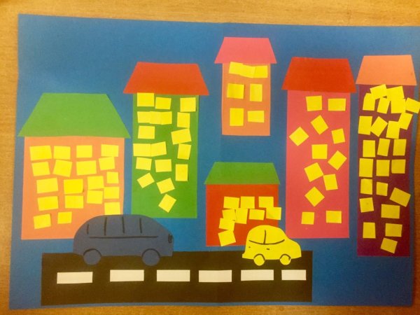 Аппликация мой город старшая группа