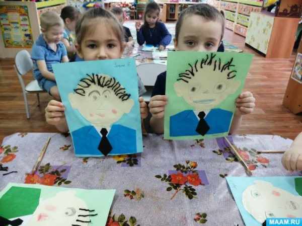 Портрет папы на 23 февраля в детском