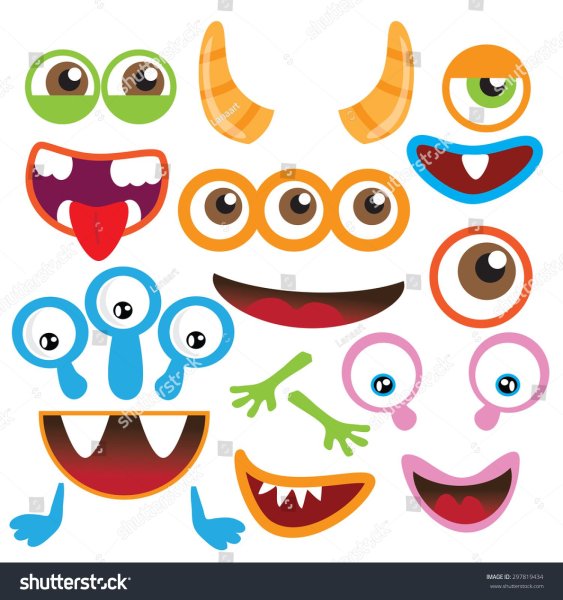 Глаза и рты монстриков на печать