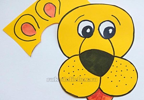 Морда Льва для аппликации из листьев