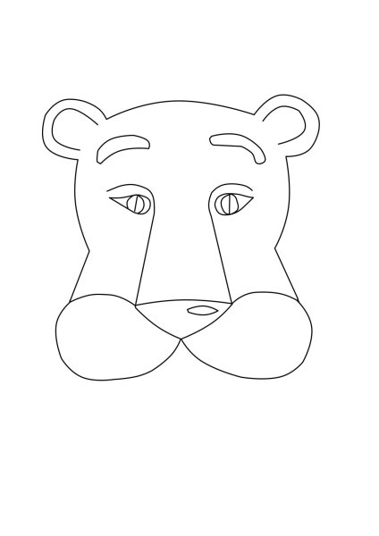 Мордочка Льва для аппликации из листьев шаблон