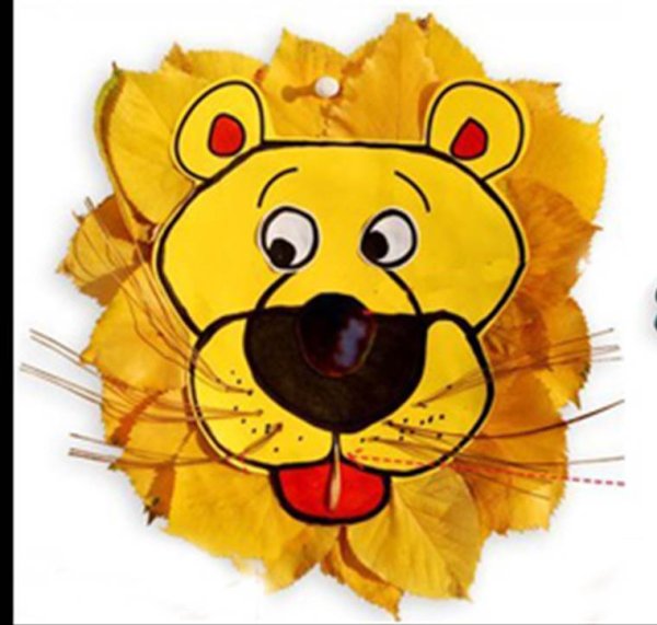 Морда Льва для аппликации из листьев